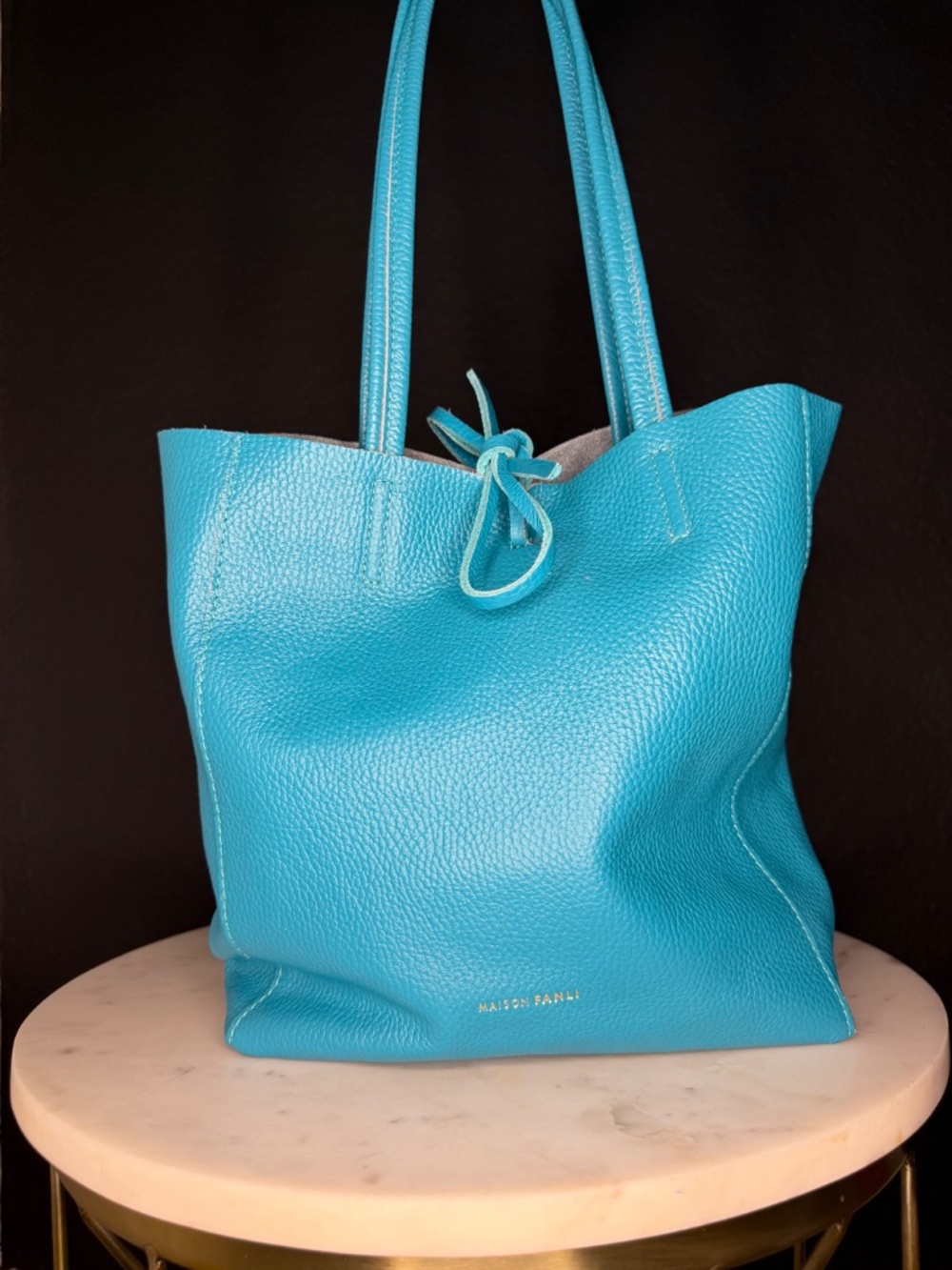 Maison Fanli Turquoise Genuine‎ Leather Tote Bag Made in Italy